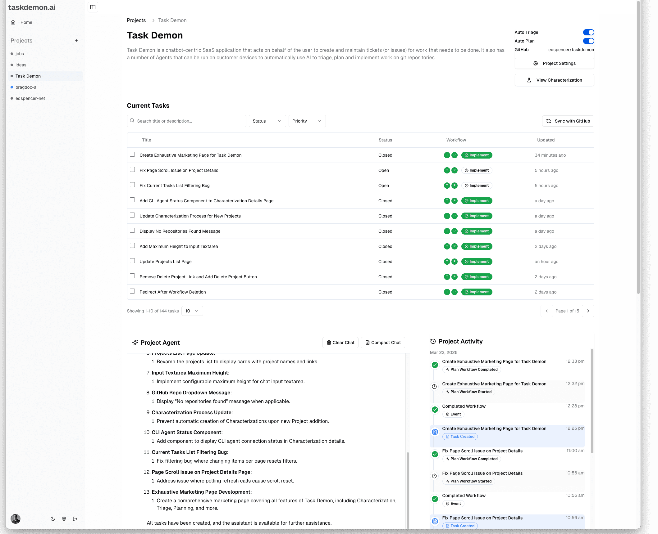 Task Demon dashboard